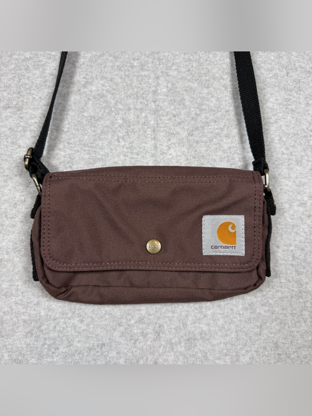 Carhartt Women's Essentials Pouch Small Dark Brown Canvas Crossbody Zip/Snap Bag